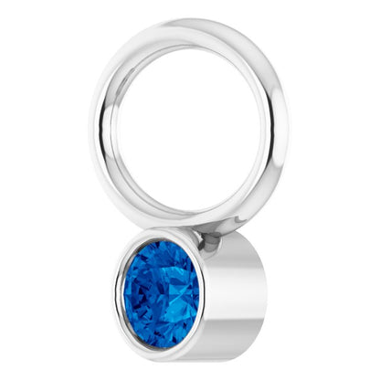 Platinum Lab-Grown Sapphire Bezel-Set Hoop Dangle, 6.17 mm x 8.51 mm
