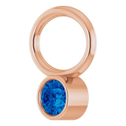 Lab-Grown Blue Sapphire Hoop Dangle, 6.17 mm x 8.51 mm