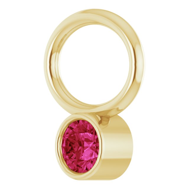 Lab-Grown Ruby Bezel-Set Hoop Dangle, 6.17 mm x 8.51 mm