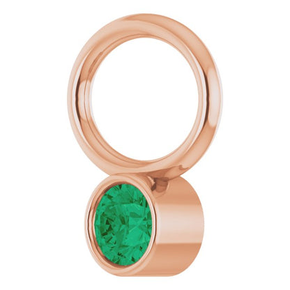Lab-Grown Emerald Hoop Dangle, 6.17 mm x 8.51 mm