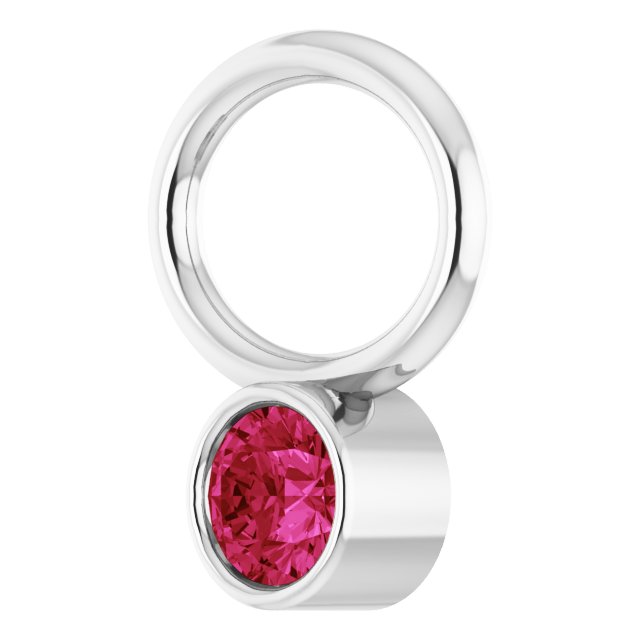 Lab-Grown Ruby Hoop Dangle, 6.17 mm x 8.51 mm