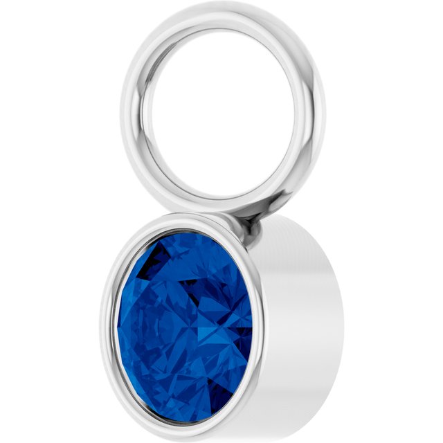 Platinum Lab-Grown Sapphire Bezel-Set Hoop Dangle, 6.17 mm x 8.51 mm