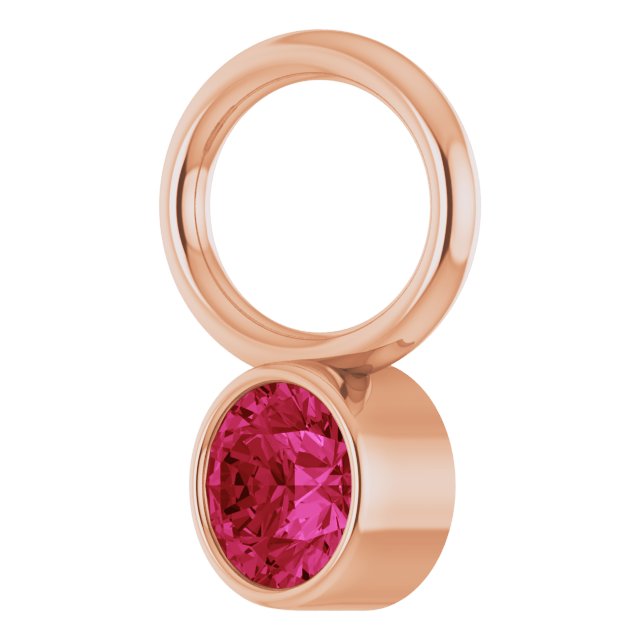 Lab-Grown Ruby Hoop Dangle, 6.17 mm x 8.51 mm