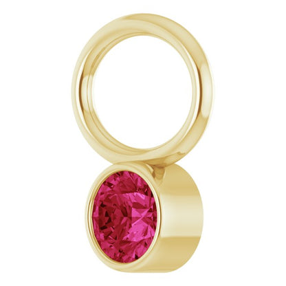 Lab-Grown Ruby Bezel-Set Hoop Dangle, 6.17 mm x 8.51 mm