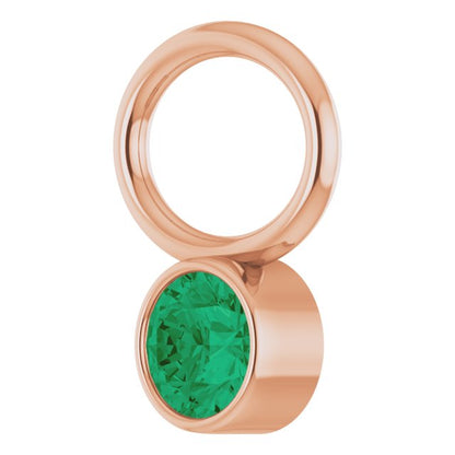 Lab-Grown Emerald Hoop Dangle, 6.17 mm x 8.51 mm