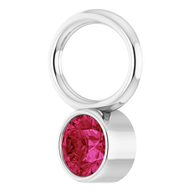 Lab-Grown Ruby Hoop Dangle, 6.17 mm x 8.51 mm