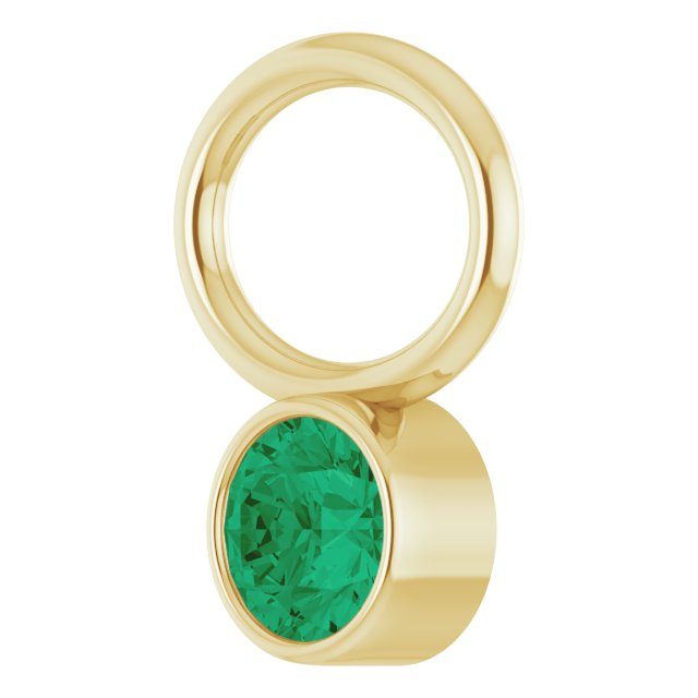 Lab-Grown Emerald Bezel-Set Hoop Dangle, 6.17 mm x 8.51 mm