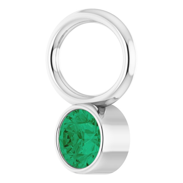 Lab-Grown Emerald Bezel-Set Hoop Dangle, 6.17 mm x 8.51 mm