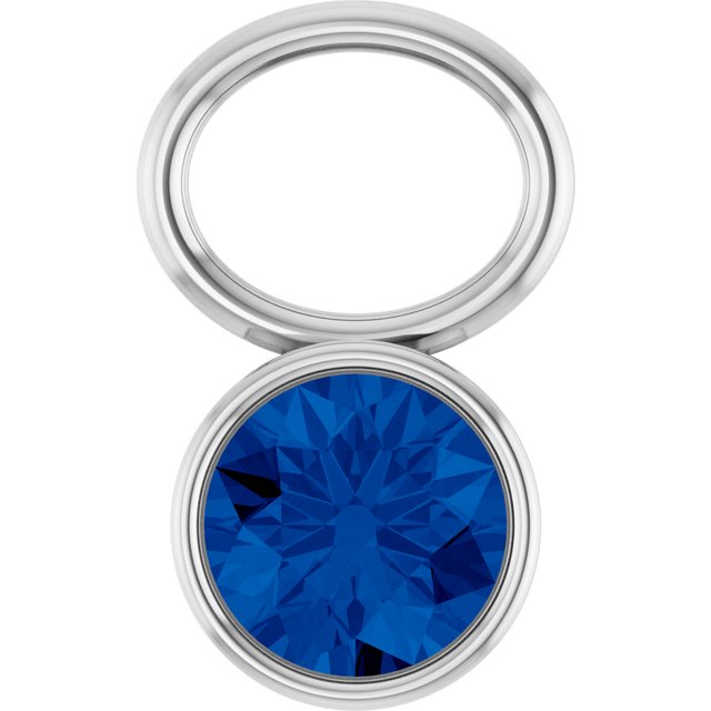 Platinum Lab-Grown Sapphire Bezel-Set Hoop Dangle, 6.17 mm x 8.51 mm