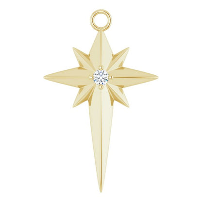 .03 CT Natural Diamond Star Cross Dangle