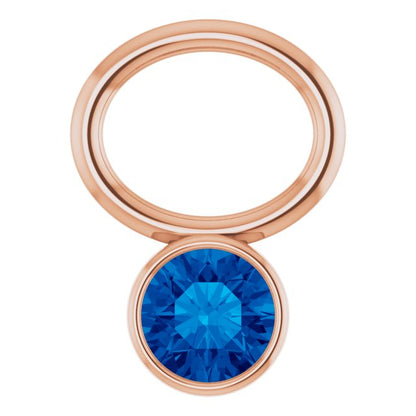 Lab-Grown Blue Sapphire Hoop Dangle, 6.17 mm x 8.51 mm