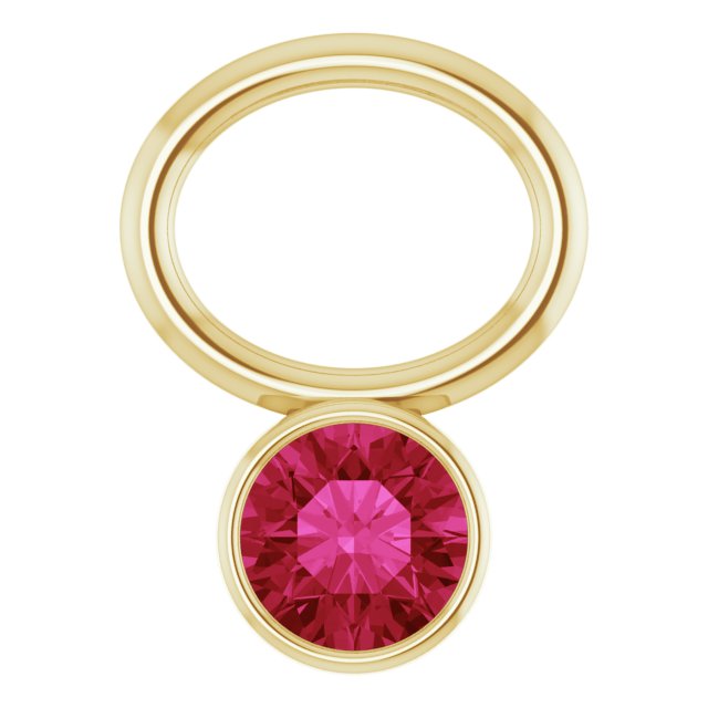 Lab-Grown Ruby Bezel-Set Hoop Dangle, 6.17 mm x 8.51 mm