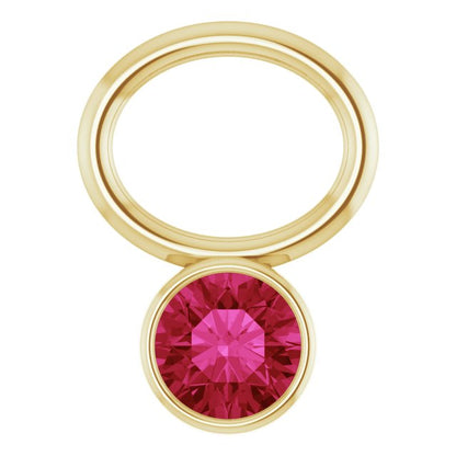 Lab-Grown Ruby Bezel-Set Hoop Dangle, 6.17 mm x 8.51 mm