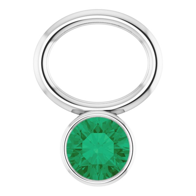 Lab-Grown Emerald Hoop Dangle, 6.17 mm x 8.51 mm