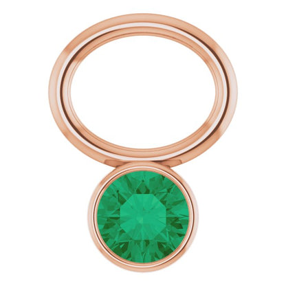 Lab-Grown Emerald Hoop Dangle, 6.17 mm x 8.51 mm
