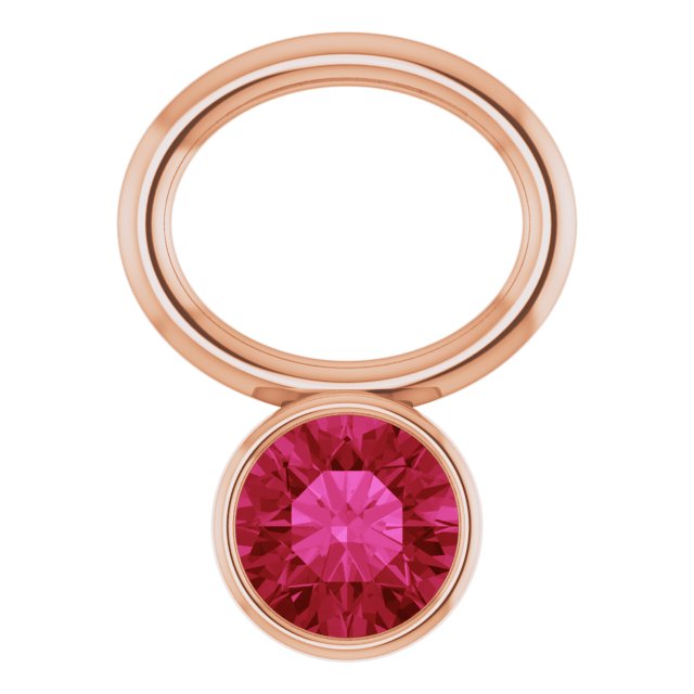 Lab-Grown Ruby Hoop Dangle, 6.17 mm x 8.51 mm