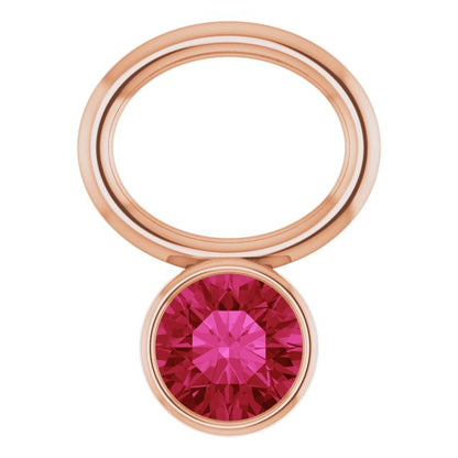 Lab-Grown Ruby Hoop Dangle, 6.17 mm x 8.51 mm