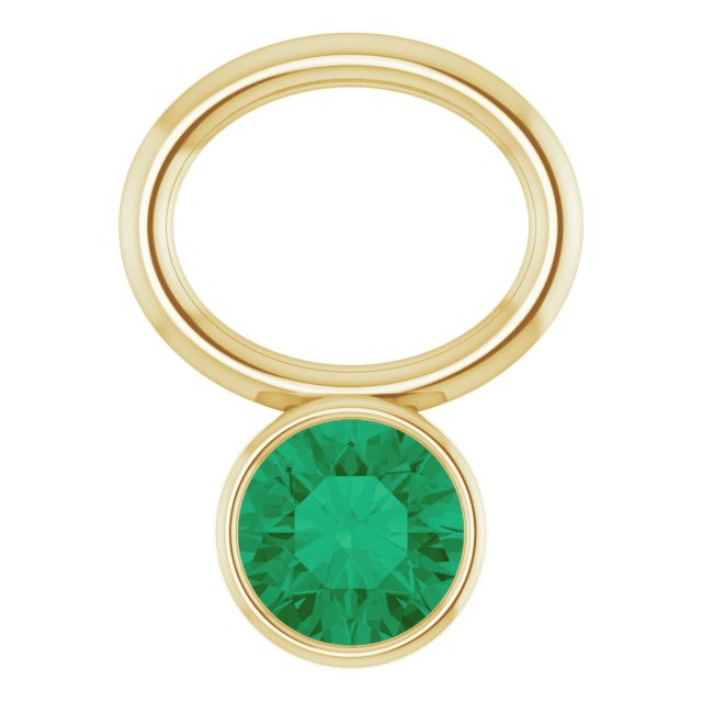 Lab-Grown Emerald Bezel-Set Hoop Dangle, 6.17 mm x 8.51 mm