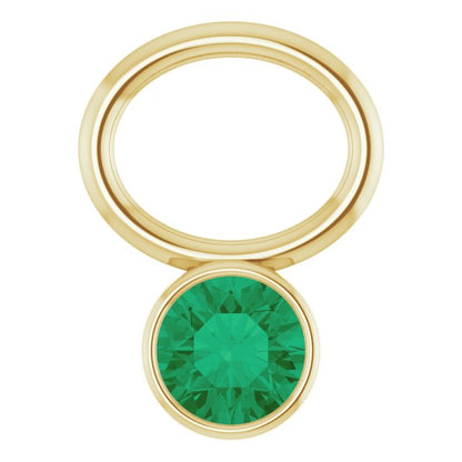 Lab-Grown Emerald Bezel-Set Hoop Dangle, 6.17 mm x 8.51 mm