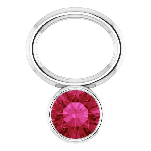 Lab-Grown Ruby Hoop Dangle, 6.17 mm x 8.51 mm