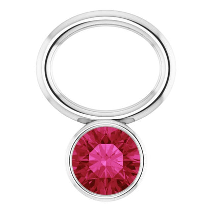 Lab-Grown Ruby Hoop Dangle, 6.17 mm x 8.51 mm