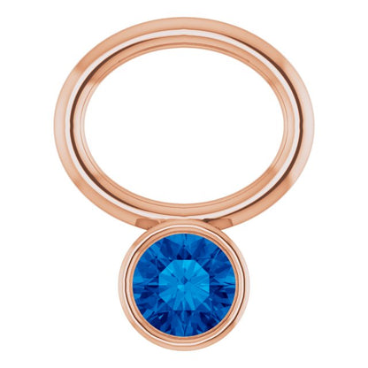 Lab-Grown Blue Sapphire Hoop Dangle, 6.17 mm x 8.51 mm