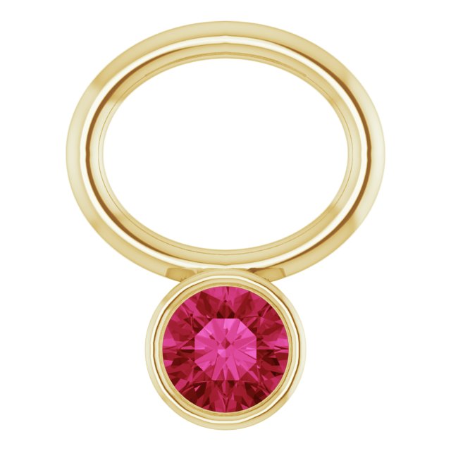 Lab-Grown Ruby Bezel-Set Hoop Dangle, 6.17 mm x 8.51 mm