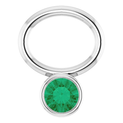 Lab-Grown Emerald Hoop Dangle, 6.17 mm x 8.51 mm
