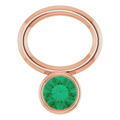 Lab-Grown Emerald Hoop Dangle, 6.17 mm x 8.51 mm