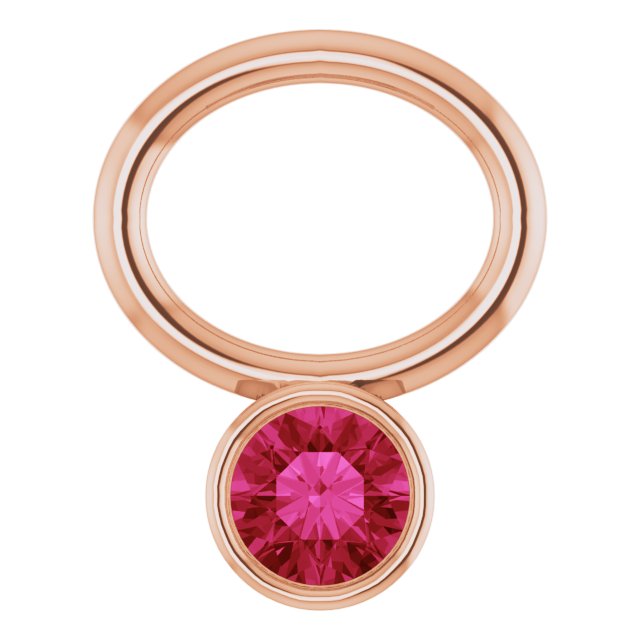 Lab-Grown Ruby Hoop Dangle, 6.17 mm x 8.51 mm