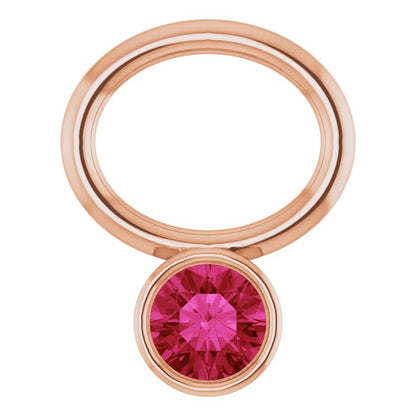 Lab-Grown Ruby Hoop Dangle, 6.17 mm x 8.51 mm