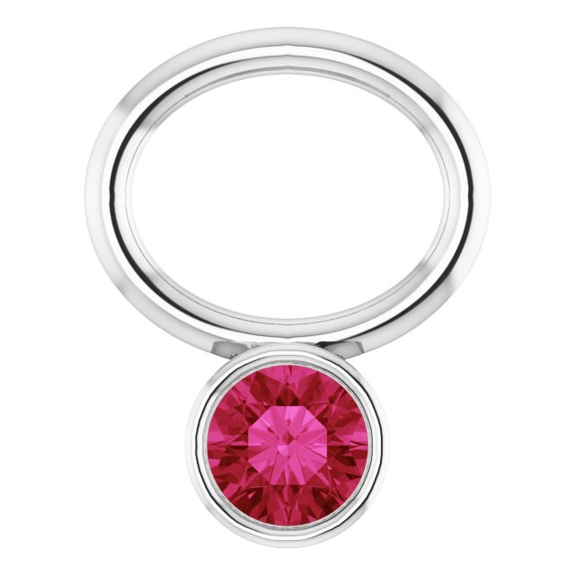 Lab-Grown Ruby Hoop Dangle, 6.17 mm x 8.51 mm