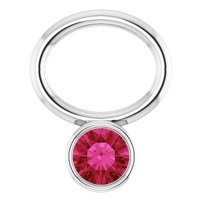 Lab-Grown Ruby Hoop Dangle, 6.17 mm x 8.51 mm