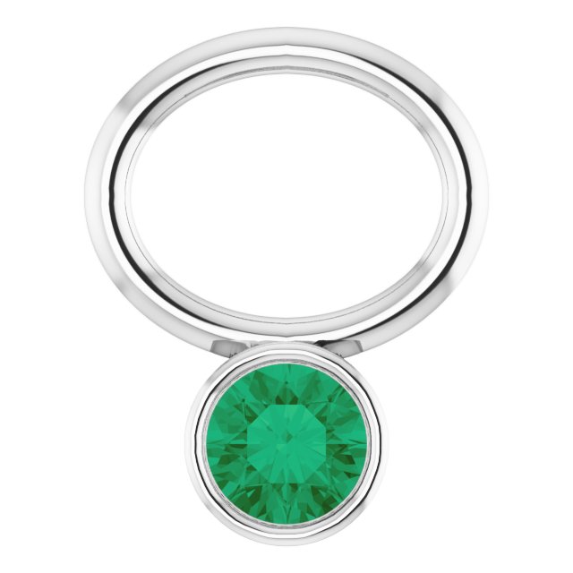 Lab-Grown Emerald Bezel-Set Hoop Dangle, 6.17 mm x 8.51 mm