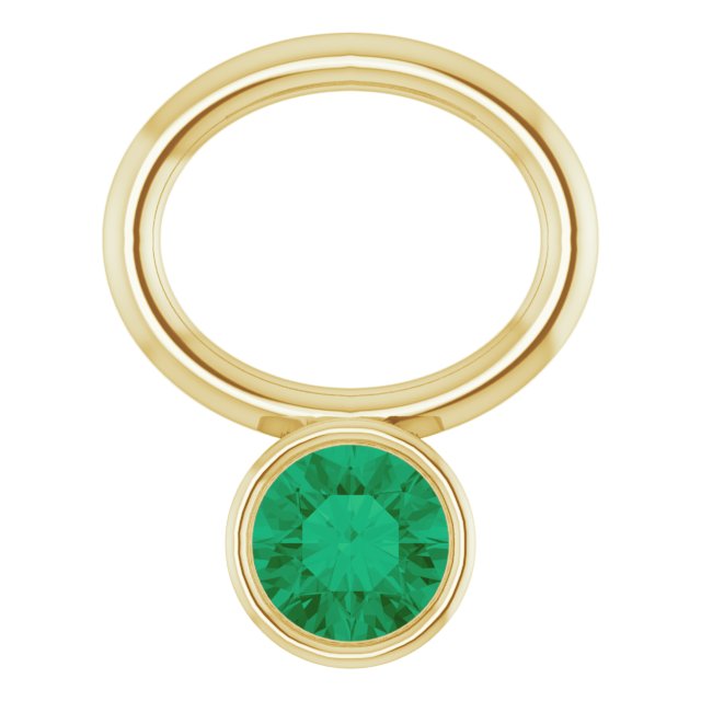 Lab-Grown Emerald Bezel-Set Hoop Dangle, 6.17 mm x 8.51 mm
