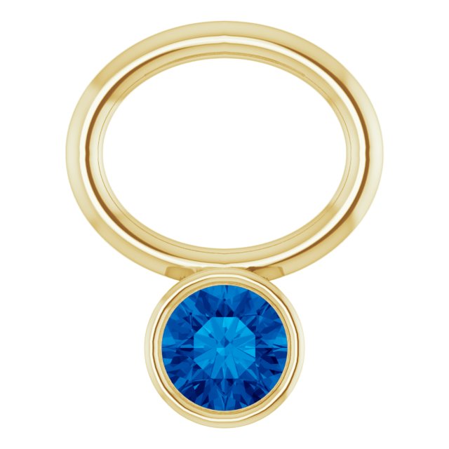 Lab-Grown Blue Sapphire Hoop Dangle, 6.17 mm x 8.51 mm