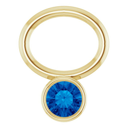 Lab-Grown Blue Sapphire Hoop Dangle, 6.17 mm x 8.51 mm