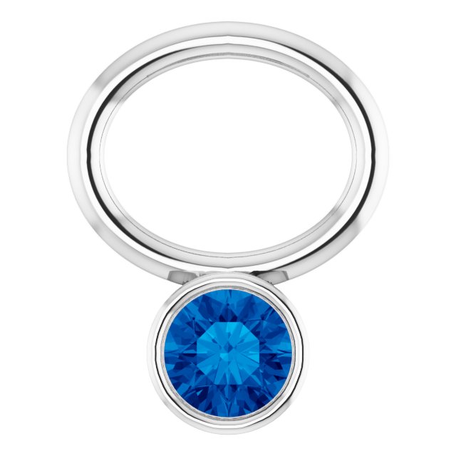 Lab-Grown Blue Sapphire Hoop Dangle, 6.17 mm x 8.51 mm