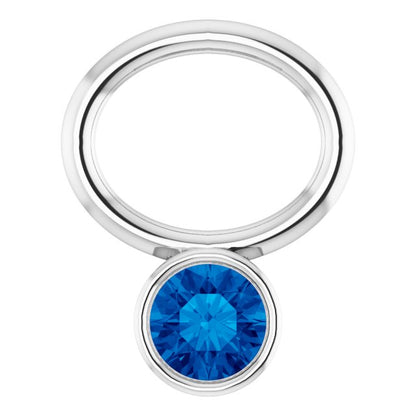 Lab-Grown Blue Sapphire Hoop Dangle, 6.17 mm x 8.51 mm