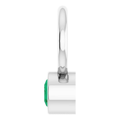 Lab-Grown Emerald Bezel-Set Hoop Dangle, 6.17 mm x 8.51 mm
