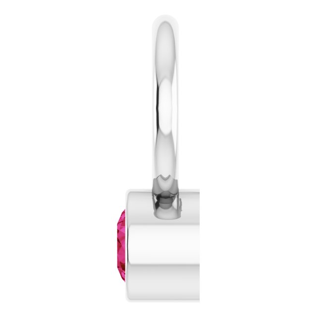 Lab-Grown Ruby Hoop Dangle, 6.17 mm x 8.51 mm