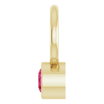 Lab-Grown Ruby Bezel-Set Hoop Dangle, 6.17 mm x 8.51 mm