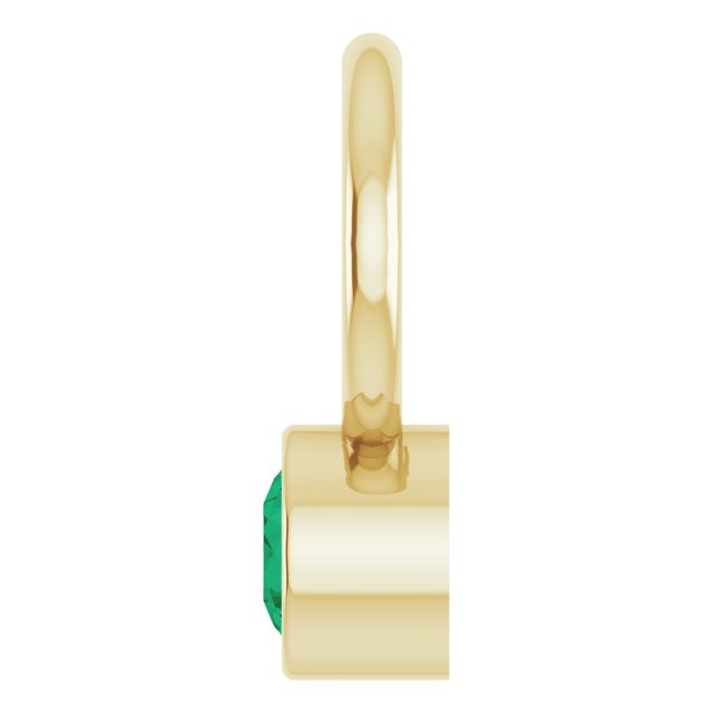 Lab-Grown Emerald Bezel-Set Hoop Dangle, 6.17 mm x 8.51 mm
