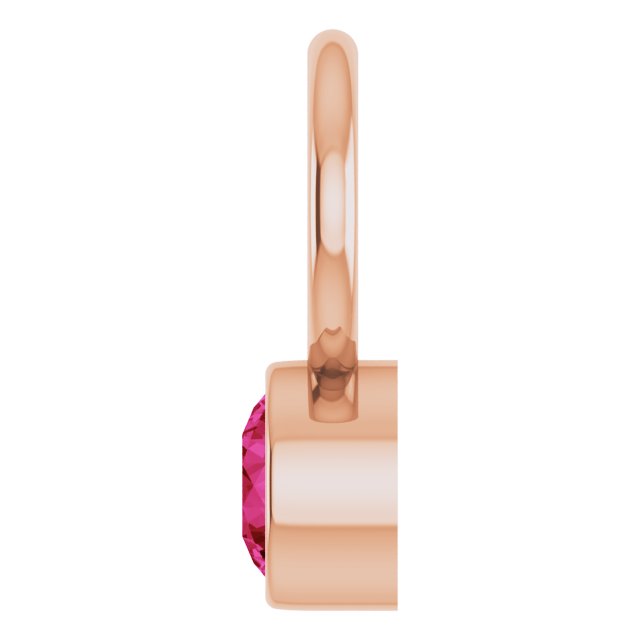 Lab-Grown Ruby Hoop Dangle, 6.17 mm x 8.51 mm