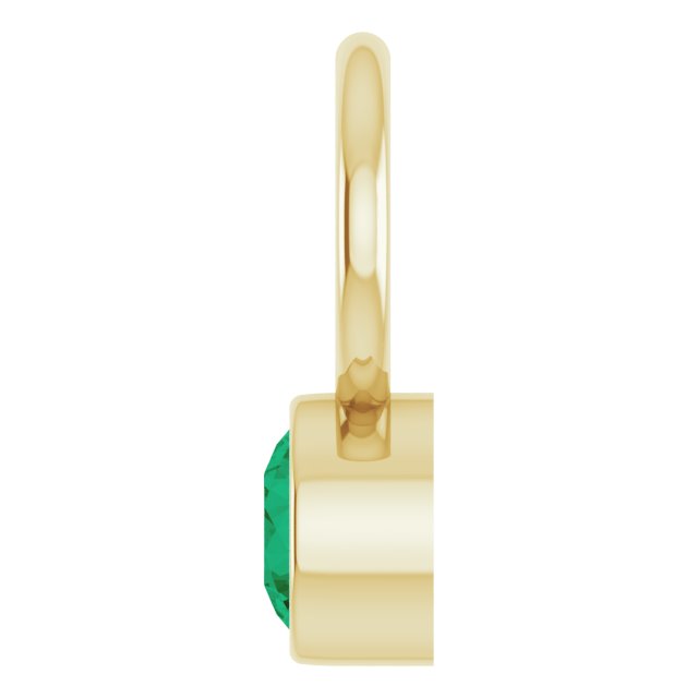 Lab-Grown Emerald Bezel-Set Hoop Dangle, 6.17 mm x 8.51 mm