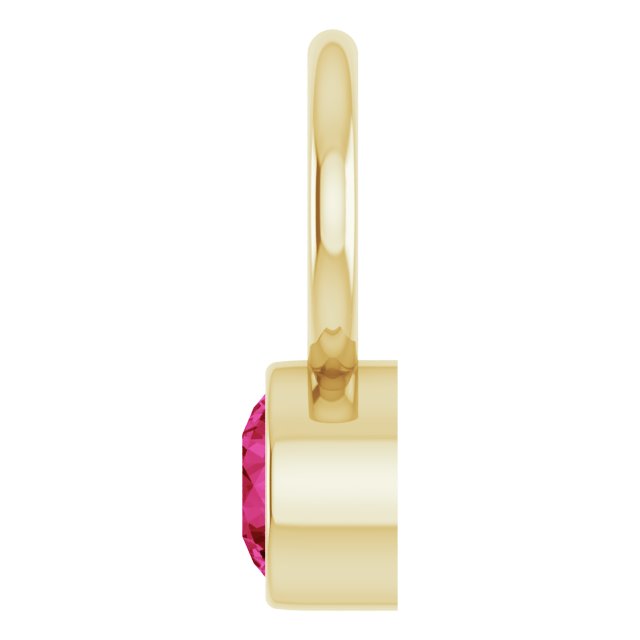 Lab-Grown Ruby Bezel-Set Hoop Dangle, 6.17 mm x 8.51 mm