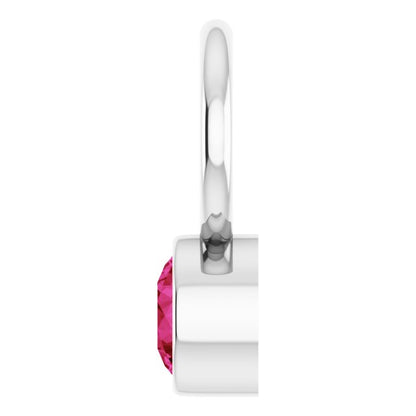 Lab-Grown Ruby Hoop Dangle, 6.17 mm x 8.51 mm