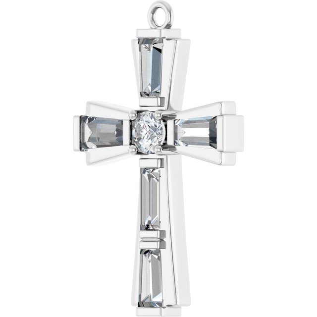 1/2 CTW Natural Diamond Cross Dangle, 12.3 mm x 18.7 mm