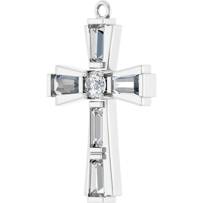 1/2 CTW Natural Diamond Cross Dangle, 12.3 mm x 18.7 mm