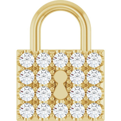 14K Yellow Gold 1/2 CTW Natural Diamond Lock Pendant